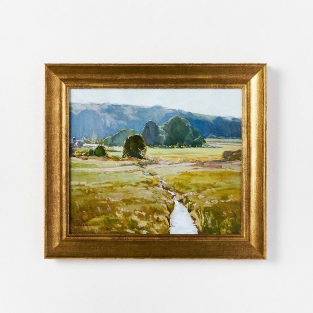 NWT 16x14"Summer Pasture Framed Wall Art Brass-Threshold designed w/Studio McGee